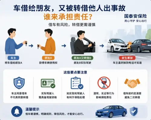 车借给朋友一天，朋友却又转借给别人，出了事故车主才知道：到底谁在开自己的车？