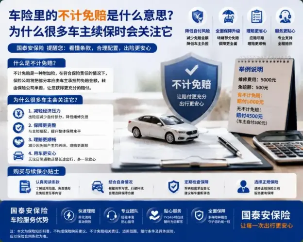 车险里的不计免赔是什么意思？为什么很多车主续保时会关注它