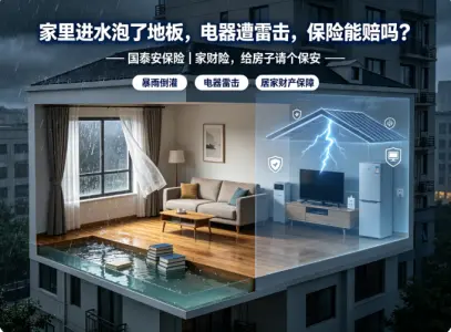 家里进水泡了地板，电器遭雷击，这种倒霉事保险能赔吗？