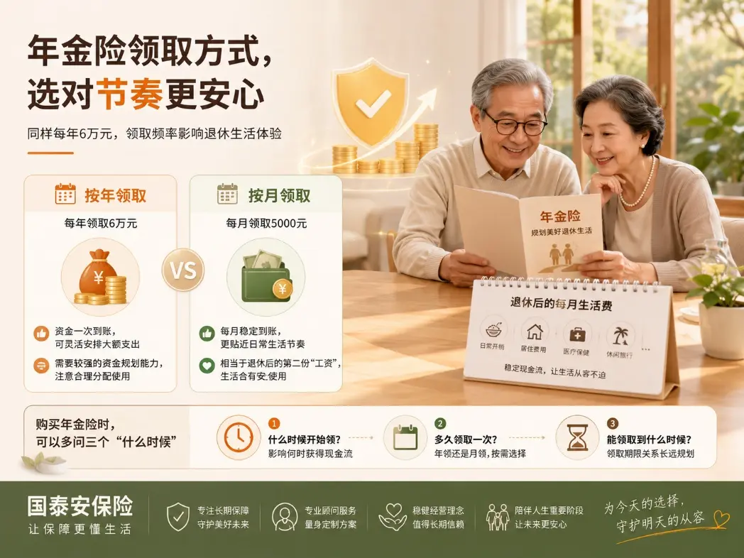 年金险每年领6万元，和每月领5000元一样吗？退休现金流差别藏在“怎么领”(图1)
