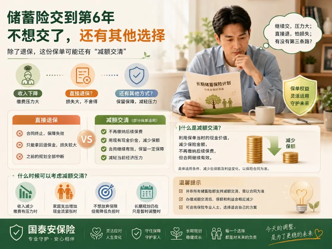 储蓄险交到第6年突然不想交了，除了退保，有些保单还有另一种选择(图1)