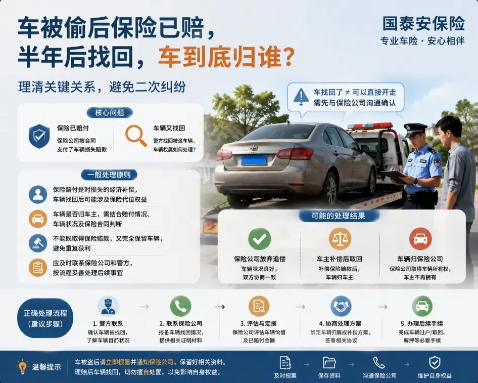 车被偷后保险已经赔了，半年后警方又把车找回来，这辆车还能直接开回家吗？(图1)
